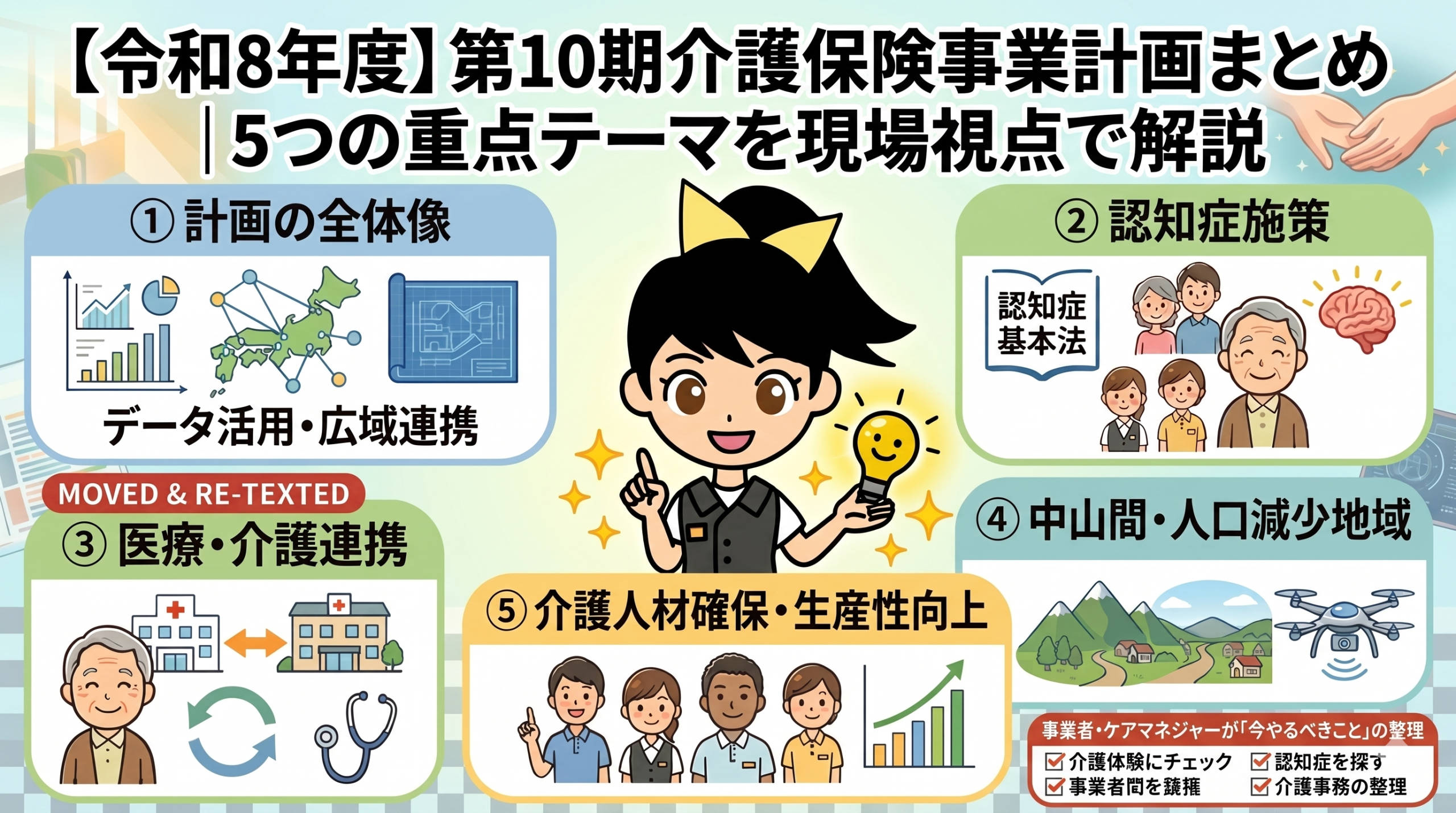 【令和8年度】第10期介護保険事業計画まとめ｜5つの重点テーマを現場視点で解説を表す画像