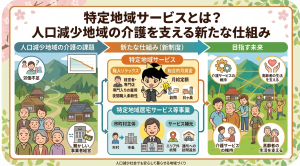 特定地域サービスとは？人口減少地域の介護を支える新たな仕組みをわかりやすく解説を表す画像