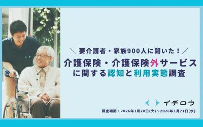 イチロウ調べ：要介護者・家族900人に聞いた、介護保険・介護保険外サービスに関する認知と利用実態調査のタイトル画像。